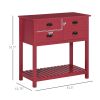 Coffee Bar Cabinet, Sideboard Buffet Cabinet, Kitchen Cabinet with 4 Drawers and Slatted Bottom Shelf for Kitchen, Living Room, Red