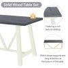 TOPMAX Farmhouse 4-Piece Dining Table Set Solid Wood Kitchen Table Set with Bench for Small Places,Grey+Butter Milk