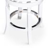 30" Bar Stool, White Finish, Black Leather Seat