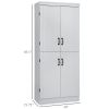 70" Kitchen Pantry, Tall Freestanding Storage Cabinet, 6-tier Shelving with 2 Adjustable Shelves and 4 Doors for Dining Room, Gray