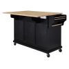 Cambridge Natural Wood Top Kitchen Island with Storage