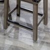 24" Counter Stool, Antique White Finish, Black Leather Seat