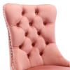 Nikki Collection Modern, High-end Tufted Solid Wood Contemporary Velvet Upholstered Dining Chair with Wood Legs Nailhead Trim 2-Pcs Set,Pink, SW2001PK