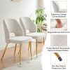 Off White Faux Fur Dinning Chairs with Metal Legs and Hollow Back Upholstered Dining Chairs Set of 4