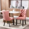 Nikki Collection Modern, High-end Tufted Solid Wood Contemporary Velvet Upholstered Dining Chair with Wood Legs Nailhead Trim 2-Pcs Set,Pink, SW2001PK