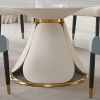 53 inch Modern sintered stone round dining table with stainless steel base with 6 pcs chairs