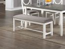 Dining Room Furniture White 6pc Dining Set Table 4 Side Chairs and A Bench Rubberwood MDF