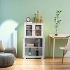 Bathroom Storage Cabinet, Wooden Free-Standing Floor Cabinet for Kitchen/Living Room/Bathroom Use