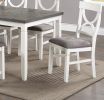 Dining Room Furniture White 6pc Dining Set Table 4 Side Chairs and A Bench Rubberwood MDF