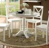 White Color Round Dining Table w Faux Marble Top Solid wood Classic Dining Room 1pc Table Only