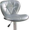 Silver / Grey Faux Leather PVC Stool Counter Height Chairs Set of 2 Adjustable Height Kitchen Island Stools Chrome Base.