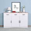 White Buffet Cabinet with Storage, Kitchen Sideboard with 3 Doors and 3 Drawers, Coffee Bar Cabinet, Storage Cabinet Console Table for Living Room