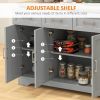 Sideboard Buffet Cabinet with 3 Storage Drawers, Kitchen Cabinet Coffee Bar Cabinet with Adjustable Shelf for Living Room, Gray