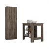 Ottawa 2 Piece Kitchen Set, Kitchen Island + Pantry Cabinet , Dark Brown