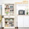 71" Freestanding Kitchen Pantry with 4 Doors, and 2 Large Cabinets, Tall Storage Cabinet with Wide Drawer for Kitchen Dining Room, White