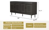 Sideboard Buffet Cabinet, Wooden Storage Cabinet with Adjustable Shelves, Modern 4 Door Console Table for Home Kitchen Living Room Black