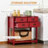 Coffee Bar Cabinet, Sideboard Buffet Cabinet, Kitchen Cabinet with 4 Drawers and Slatted Bottom Shelf for Kitchen, Living Room, Red