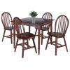 Mornay 5-Pc Dining Table with Windsor Chairs; Walnut