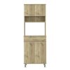 Della 60 Kitchen Pantry with Countertop; Closed & Open Storage -Light Oak