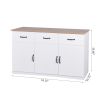 White Buffet Cabinet with Storage, Kitchen Sideboard with 3 Doors and 3 Drawers, Coffee Bar Cabinet, Storage Cabinet Console Table for Living Room