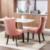 Nikki Collection Modern, High-end Tufted Solid Wood Contemporary Velvet Upholstered Dining Chair with Wood Legs Nailhead Trim 2-Pcs Set,Pink, SW2001PK