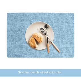 Simple Table Mat Leather Meal Waterproof And Heat Insulation (Option: Light blue)