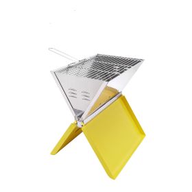 Notebook Barbecue Grill Multi-user Outdoor Folding Barbecue Grill (Color: yellow)