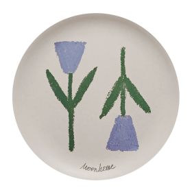 Artist Bamboo Fiber Dinner Plate Picnic Camping (Option: Color blue and purple flowers)