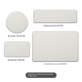 Natural Diatom Mud Hydrophilic Pad Simple Washstand Storage Pad (Option: Grey White Four Piece Set)