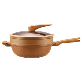 Pottery Clay Micro Pressure Titanium Wok Frying Non-stick Pan Household Coating (Option: Caramel Iron-Diameter 32cm Silicone Shovel)