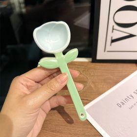 Girls Good-looking Tulip Ceramic SUNFLOWER Spoon Household Flower Coffee Dessert Ice-cream Spoon (Option: Tulip Blue)