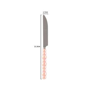 Ceramic Pearl Handle Knife Fork And Spoon Household Eating Soup Spoon Western Foodsteak Knife And Fork (Option: pink knife)