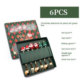 Creative Stainless Steel Christmas Spoon Kit (Option: H 6pc Six Piece Set Green Box)