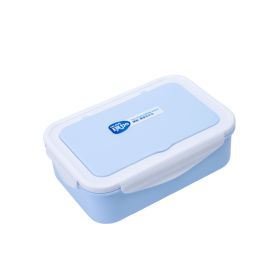 Microwave Oven Heating Lunch Box Rectangular Fruit Container (Option: Solid Blue Cover)