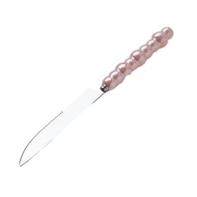 Light Luxury Ceramic Pearl Handle Knife Fork And Spoon Creative Stainless Steel Tableware (Option: Pink Dinner Knife)