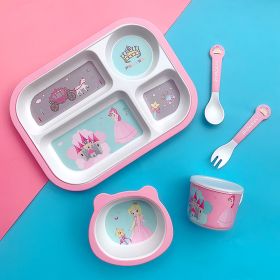 Bamboo Fiber Children's Tableware Set Cartoon Solid Food Bowl (Option: Square Castle Princess)