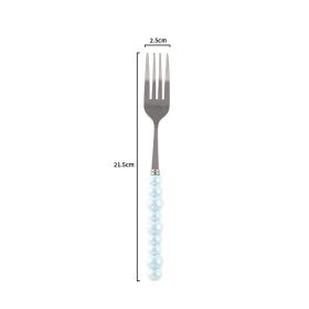 Ceramic Pearl Handle Knife Fork And Spoon Household Eating Soup Spoon Western Foodsteak Knife And Fork (Option: blue fork)