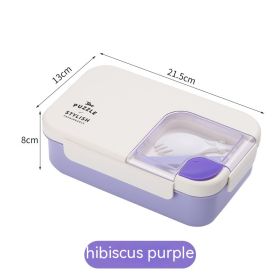 Square Compartment Lunch Lunch Box Canteen Plastic Lunch Box Microwaveable Heating (Option: Hibiscus Blue)