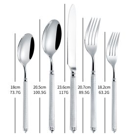 304 Stainless Steel Knife, Fork And Spoon Set (Option: Original Color Five Piece Set)