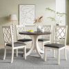 Mid-Century Solid Wood 5-Piece Round Dining Table Set, Kitchen Table Set with Upholstered Chairs for Small Places