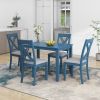 Rustic Minimalist Wood 5-Piece Dining Table Set with 4 X-Back Chairs for Small Places