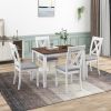 Rustic Minimalist Wood 5-Piece Dining Table Set with 4 X-Back Chairs for Small Places