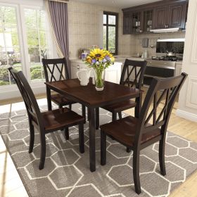 5-Piece Dining Table Set Home Kitchen Table and Chairs Wood Dining Set (Main Color: Black)