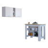 Austin 2 Piece Kitchen Set, Upper Wall Cabinet + Kitchen Island , White /Walnut