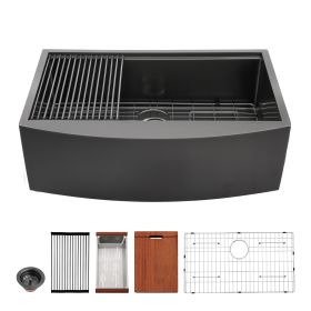 Farmhouse Sink Kitchen Sink Apron Front Single Bowl Workstation Stainless Steel Sink (Style: Style 1)