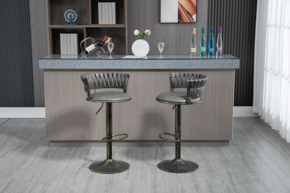 COOLMORE Swivel Bar Stools Set of 2 Adjustable Counter Height Chairs with Footrest for Kitchen, Dining Room 2PC/SET (Color: as Pic)