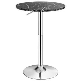 360° Swivel Round Pub Table with Height Adjustable (Color: black)