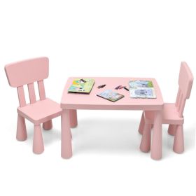 3 Pieces Multi Activity Kids Play Table and Chair Set (Color: Pink)