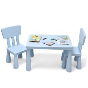 3 Pieces Multi Activity Kids Play Table and Chair Set (Color: Blue)