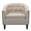 PU Leather Tufted Barrel ChairTub Chair for Living Room Bedroom Club Chairs